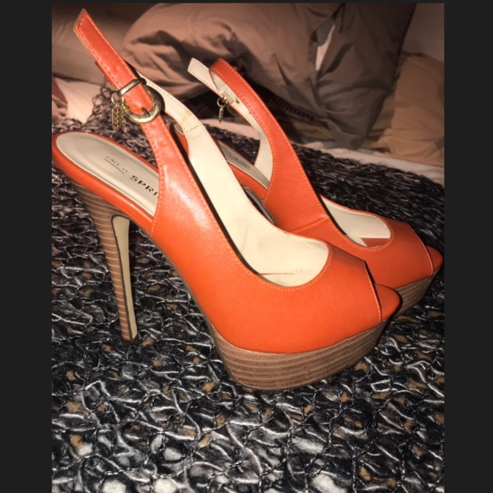 Brand New Orange Platform Heels